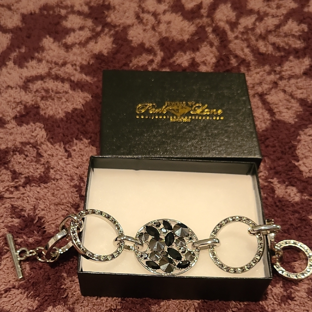 Park Lane Silver Tone Bracelet with Black and Hematite Accents